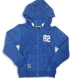 Preview Boy's Heathered Zip-Front Hoodie-BLUE